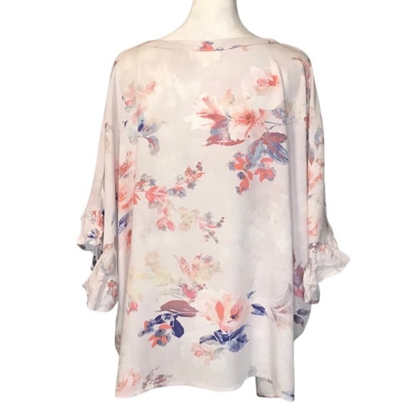 ODDY V-neck Button Front Floral Rayon Blouse Size S/M - Picture 3 of 9